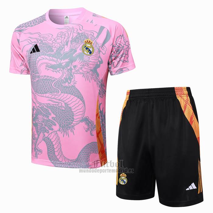 Chandal del Real Madrid Dragon Manga Corta 2024-2025 Rosa - Pantalon Corto